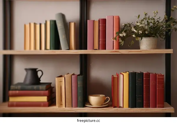 Bookshelf Display with Vintage Books