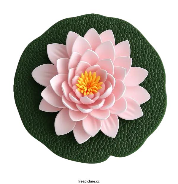 [Transparent Background PNG]Beautiful Pink Lotus Flower on a Green Leaf