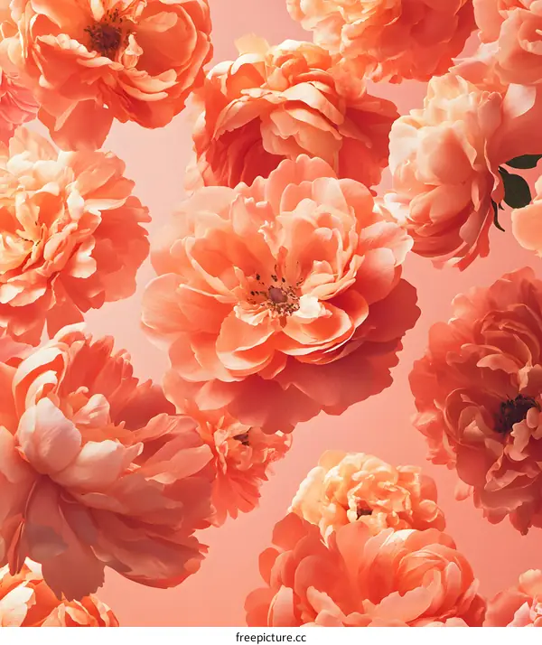 Peach Colored Flowers On A Pink Background
