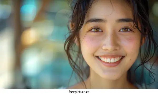 Portrait of a beautiful young Asian woman smiling