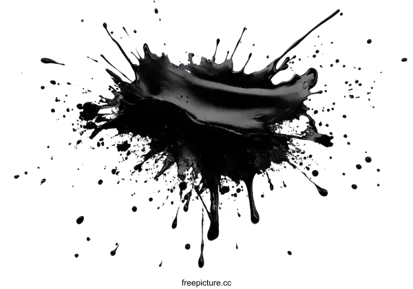 [Transparent Background PNG]Abstract Ink Blot Painting on White Background