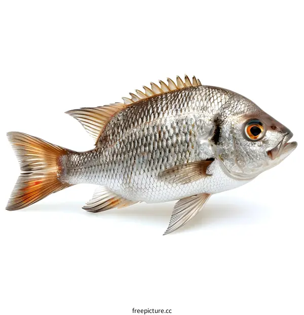 A Black Bream Fish Isolated On White Background