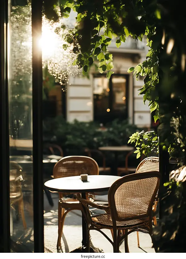 Sunlight Streaming Through Cafe Window