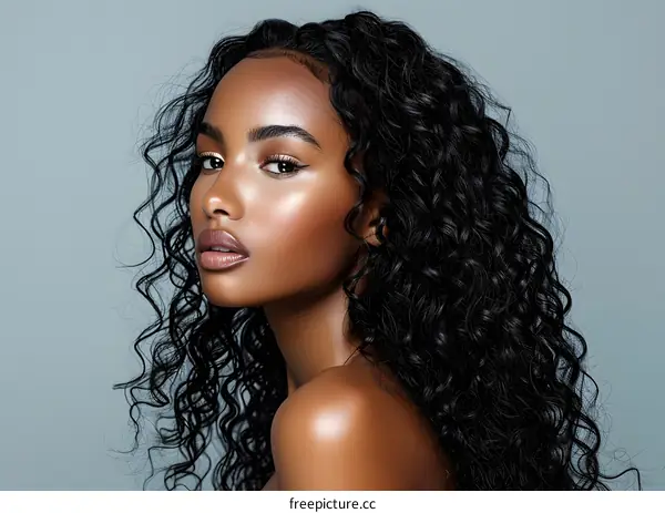 Beautiful Black Woman with Curly Hair