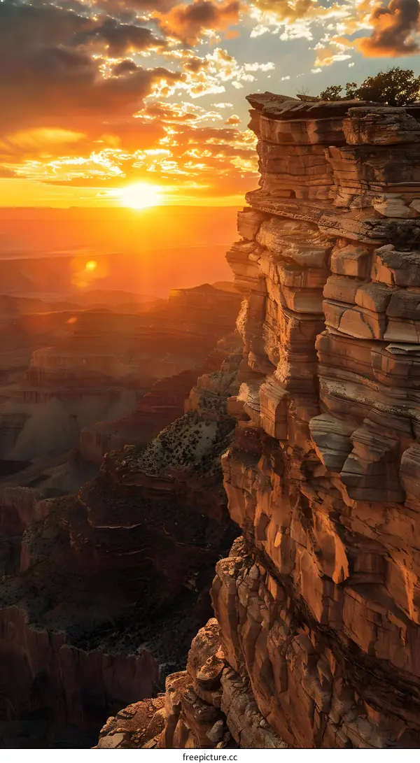Golden Hour Sunset Over Grand Canyon