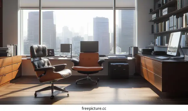 Modern Executive Office with City View