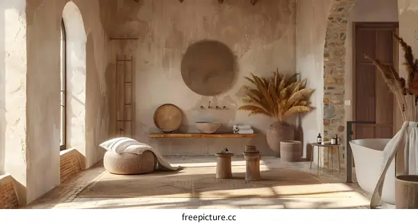 Bohemian Bathroom Interior Design With Natural Elements
