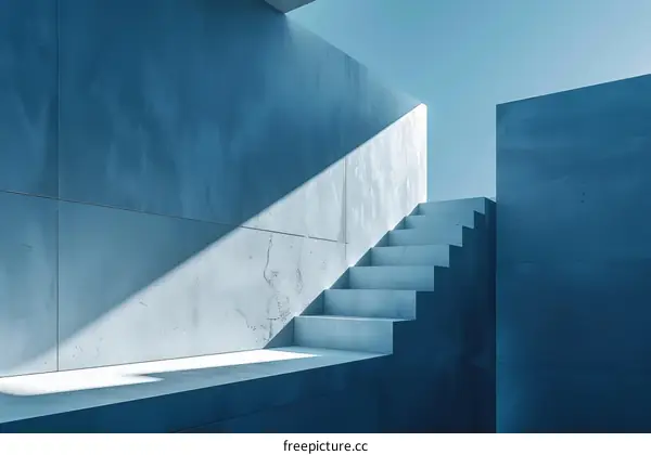 Blue Minimal Geometric Shapes Composition Abstract Digital Art