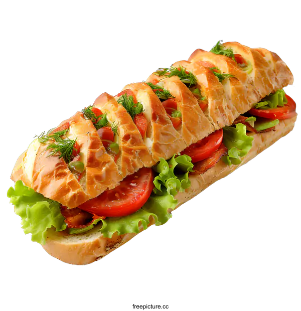 [Transparent Background PNG]Delicious Long Sandwich on White Background