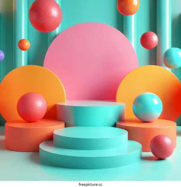 Colorful Geometric Display Platform Design