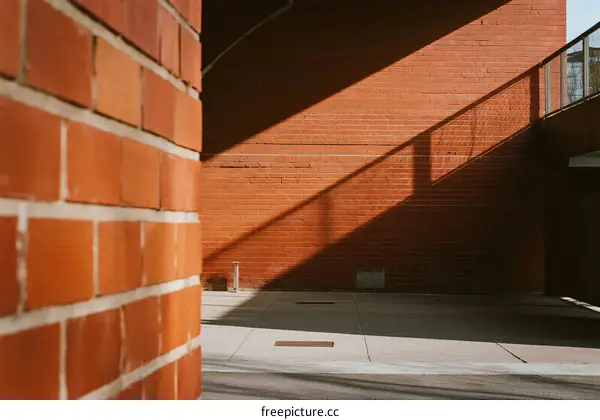 Red Brick Wall and Concrete Floor in Urban Architecture
