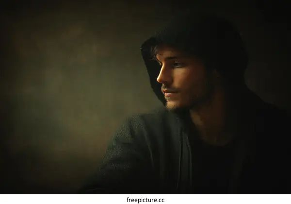Close-up Portrait of a Man in a Hoodie