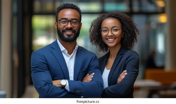 Two Business Professionals Portrait in Corporate Setting