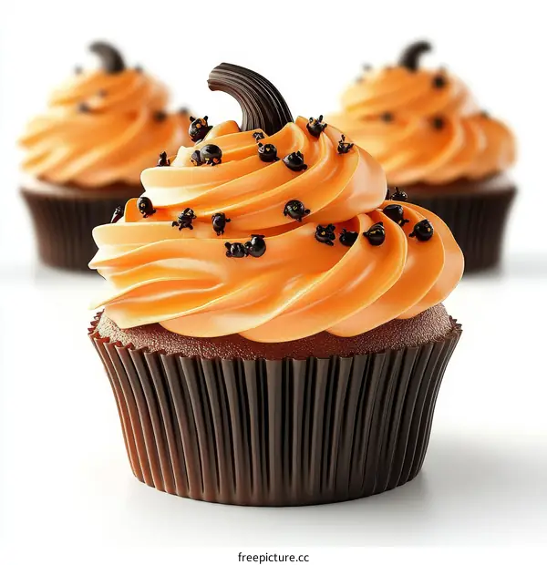Halloween themed delicious cupcake close-up