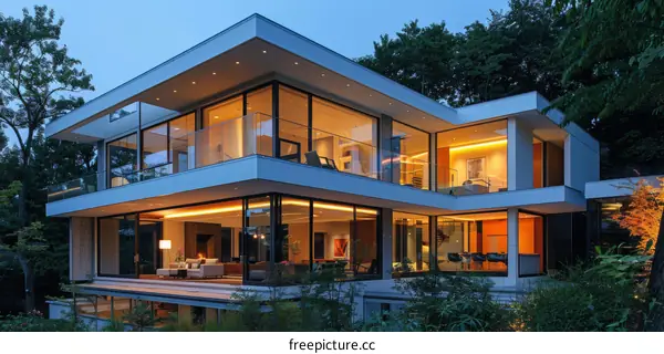 Modern Glass House with a View of the Forest
