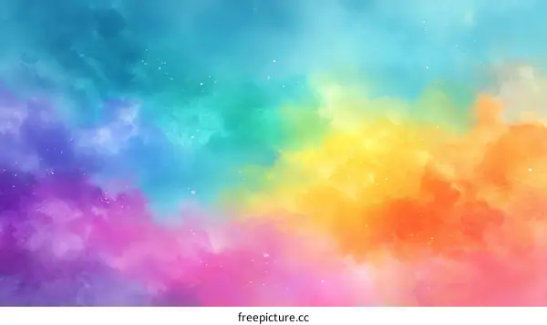Abstract Rainbow Color Watercolor Illustration
