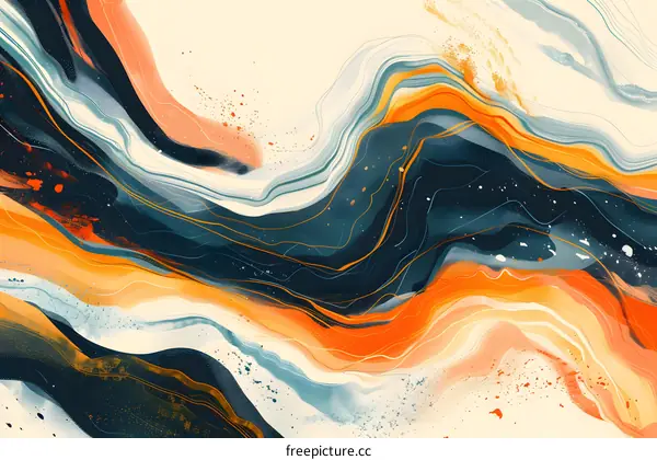 Abstract painting with hand-painted illustrations