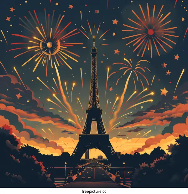 Fireworks Over the Eiffel Tower
