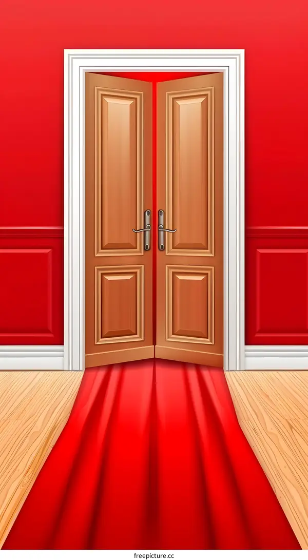 Open Double Doors With Red Carpet