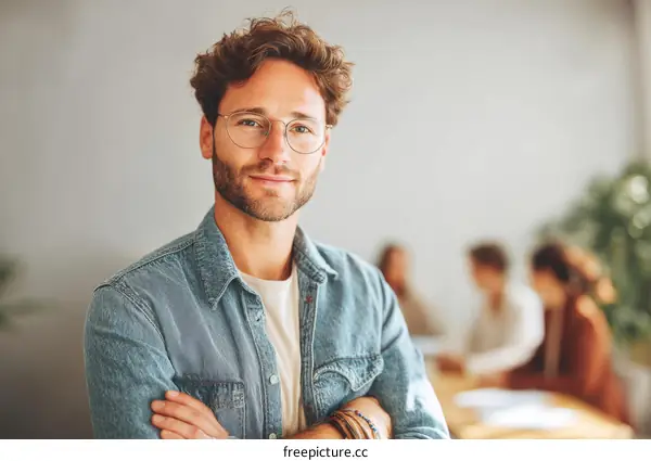 Caucasian Man in Casual Attire during a Meeting