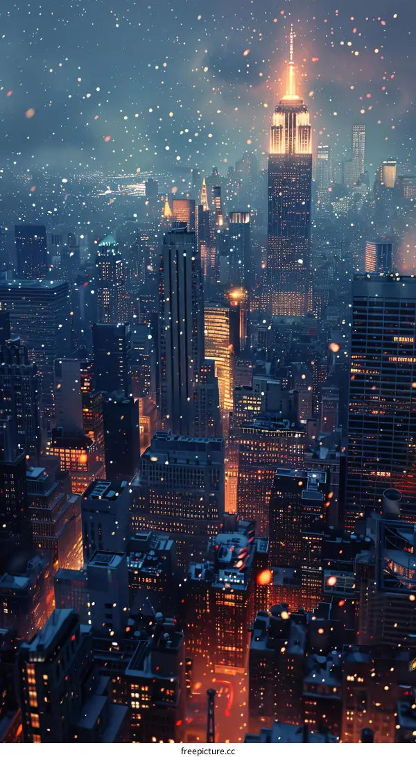 New York City Skyline at Night with Empire State Building