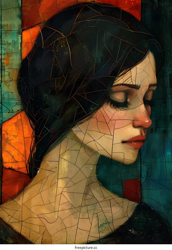 portrait of a crying girl with black hair