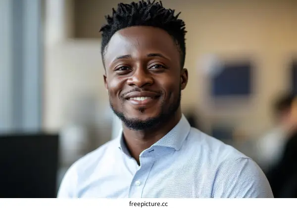 Portrait of a Happy African Man in Office