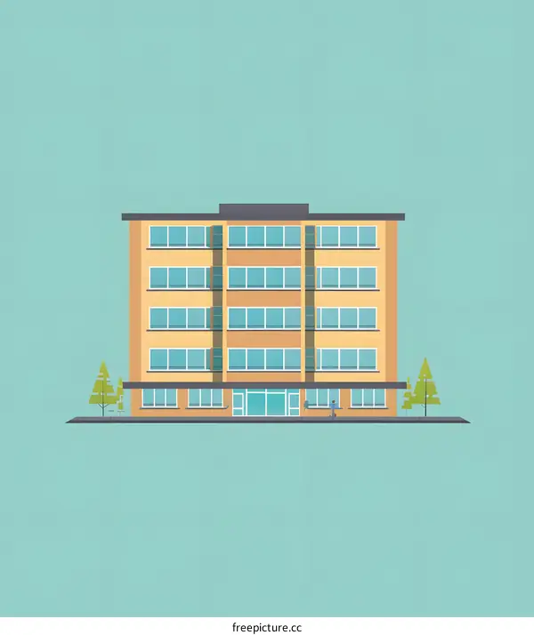 Modern Building Facade Flat Design