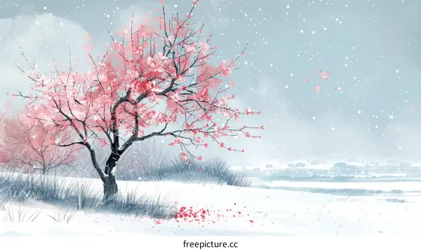 A Solitary Tree In Snow