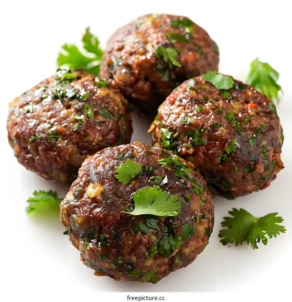 delicious and juicy meatballs with cilantro