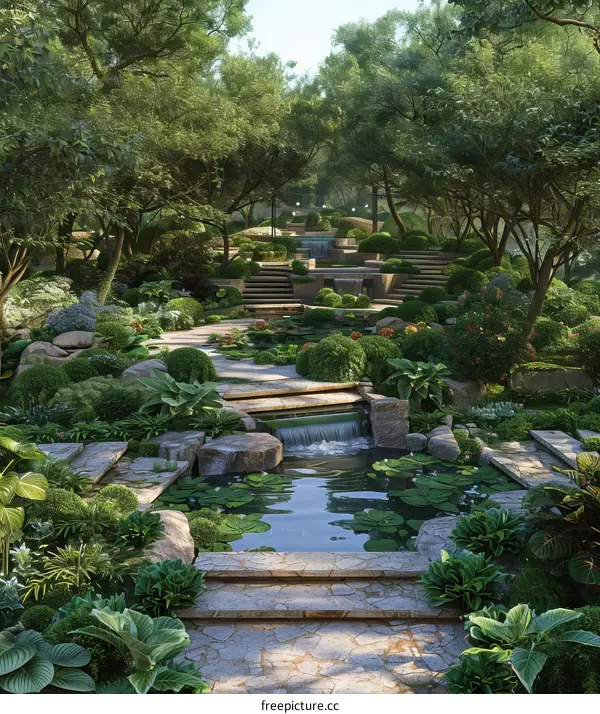 Stone Steps and Water Features in Landscape Design