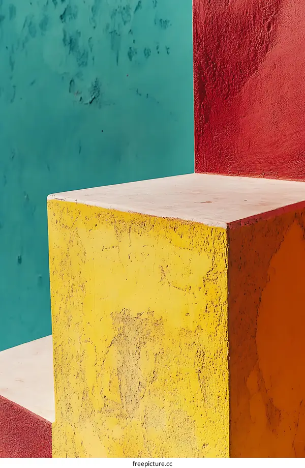 Yellow Wall and Red Wall Corner Abstract Background