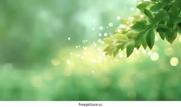 Soft Green Nature Background with Leaves