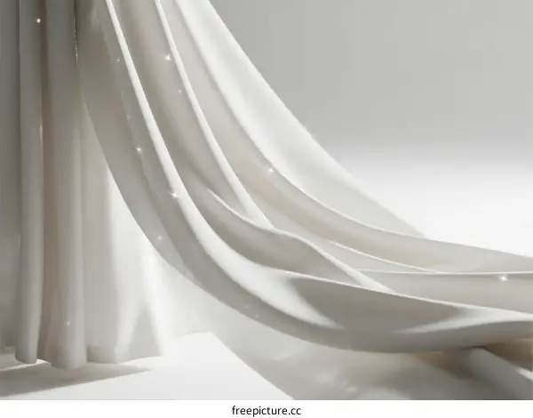 Elegant White Fabric Drapery Flowing Softly in Light