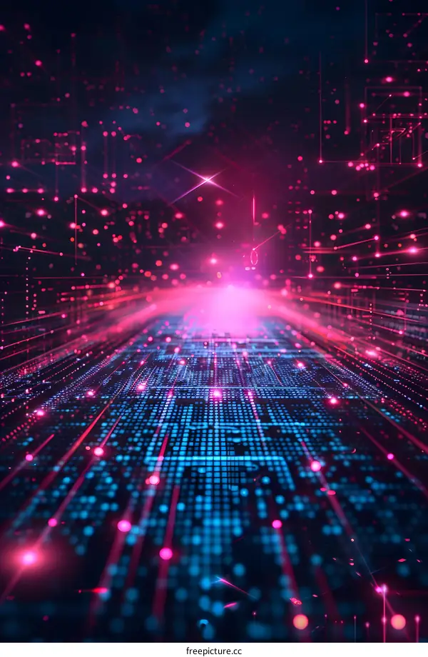 Abstract Technology Background With Pink And Blue Lights