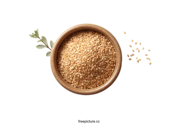 [Transparent Background PNG]Sesame Seeds in a Bowl on White Background