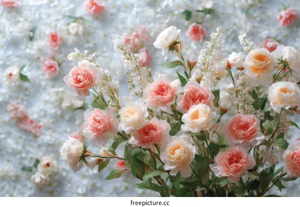 Beautiful Bouquet of Pastel Roses and Flowers
