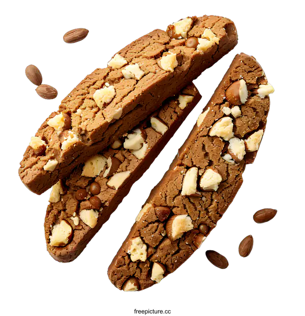 [Transparent Background PNG]Crunchy biscotti cookies with almonds