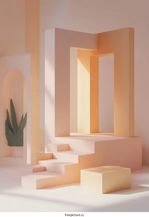 Minimalist Abstract Geometric Shapes Design 3D Rendering