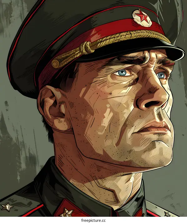 Illustration of a Russian military officer