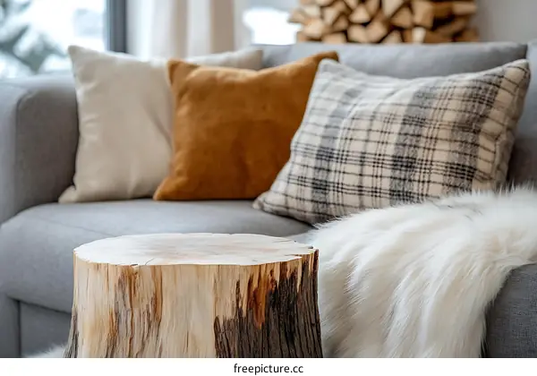 Cozy Living Room with Natural Wooden Accent