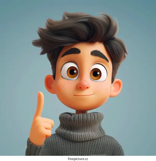 3D cartoon character of a young boy