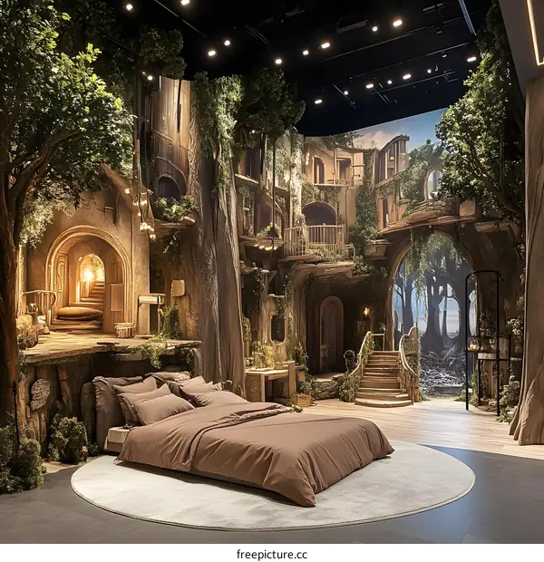 Fantasy Style Bedroom Decor With Treehouse Backdrop