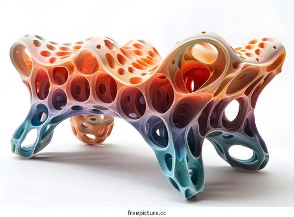 3D printed sculpture with a smooth organic shape