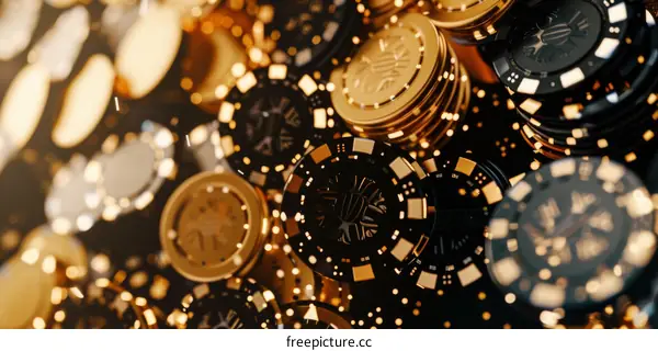 Black and Gold Casino Chips Background
