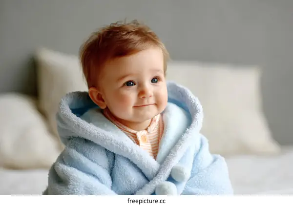 Baby in a Light Blue Robe