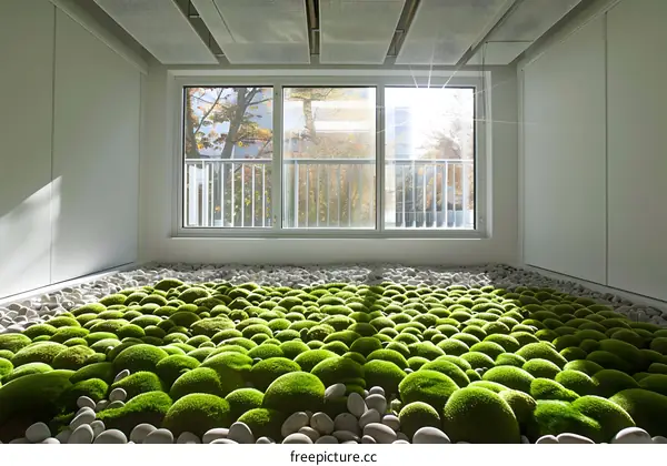 Green Moss and White Rocks Indoor Garden