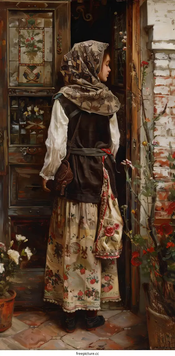 A Girl with Flowers
