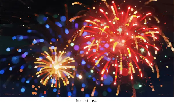 Colorful Explosions Light Up Night Sky with Vibrant Patterns