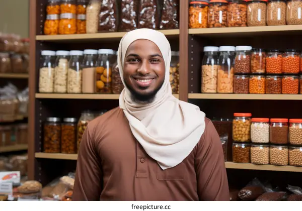 Portrait of a smiling man wearing a brown shirt and a beige scarf.